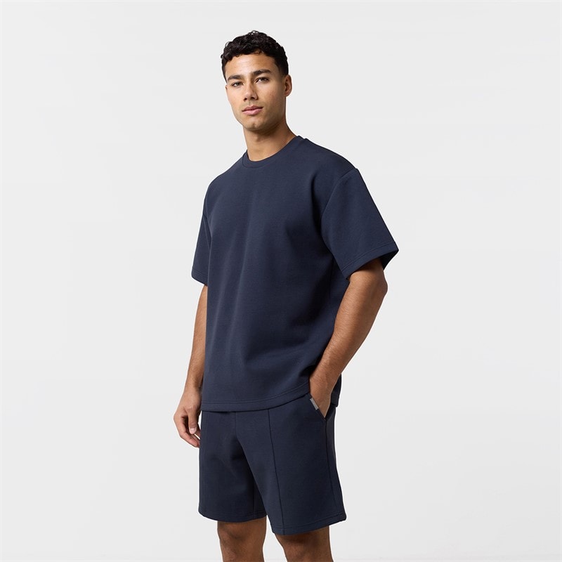 Closure London Mens Smart Scuba T-Shirt And Shorts Set Navy