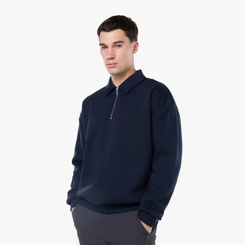 Closure London Mens Closure Quarter Zip Core Funnel Sweatshirt Navy
