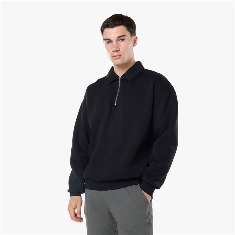 Closure London Mens Closure Quarter Zip Core Funnel Sweatshirt Black