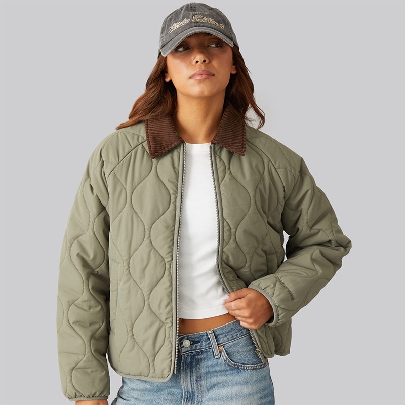 Closure London Womens Onion Quilted Jacket Green