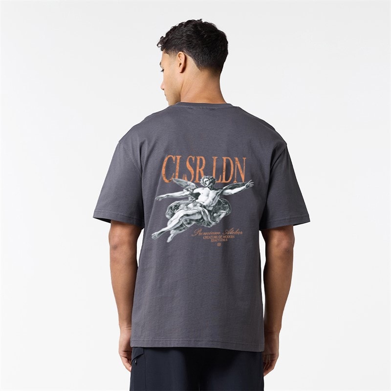 Closure London Mens Relaxed Fallen Angel T-Shirt Charcoal