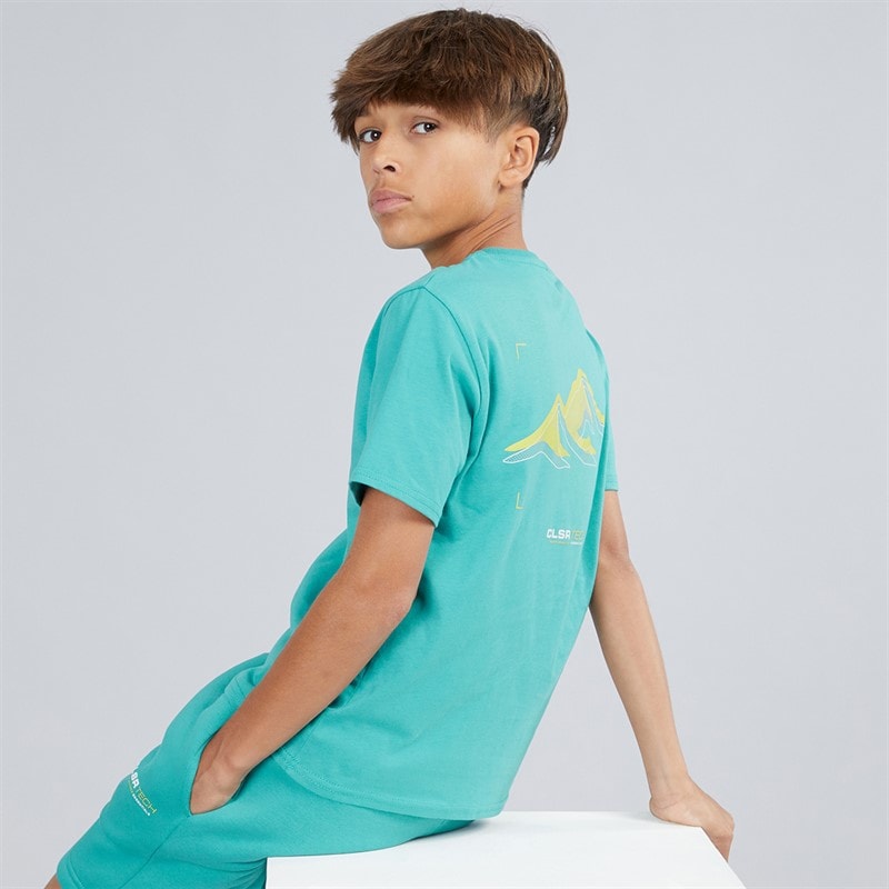 Closure London Boys Tech Mountain T-Shirt And Shorts Set Teal