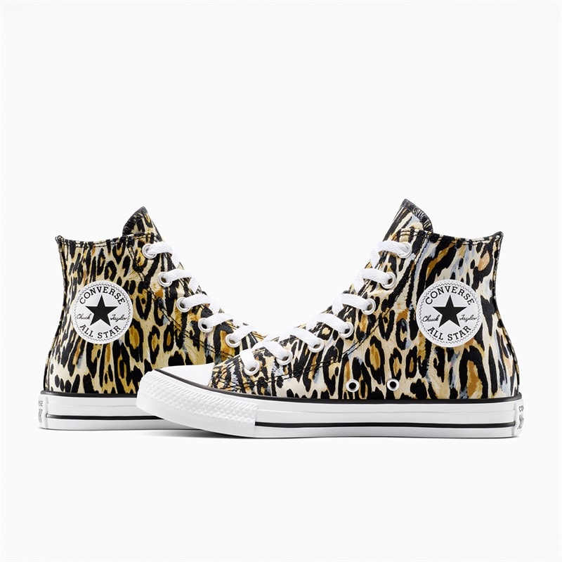 Converse Chuck Taylor All Star Hi Leopard Trainers Black/White/Brown