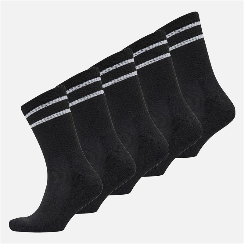 Converse Mens Varsity Stripe Logo Five Pack Crew Socks Black