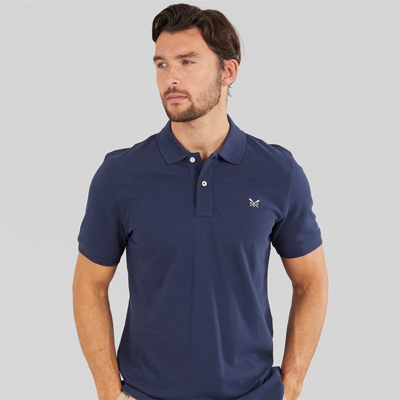 Crew Clothing Mens Melbury Solid Polo Shirt Navy