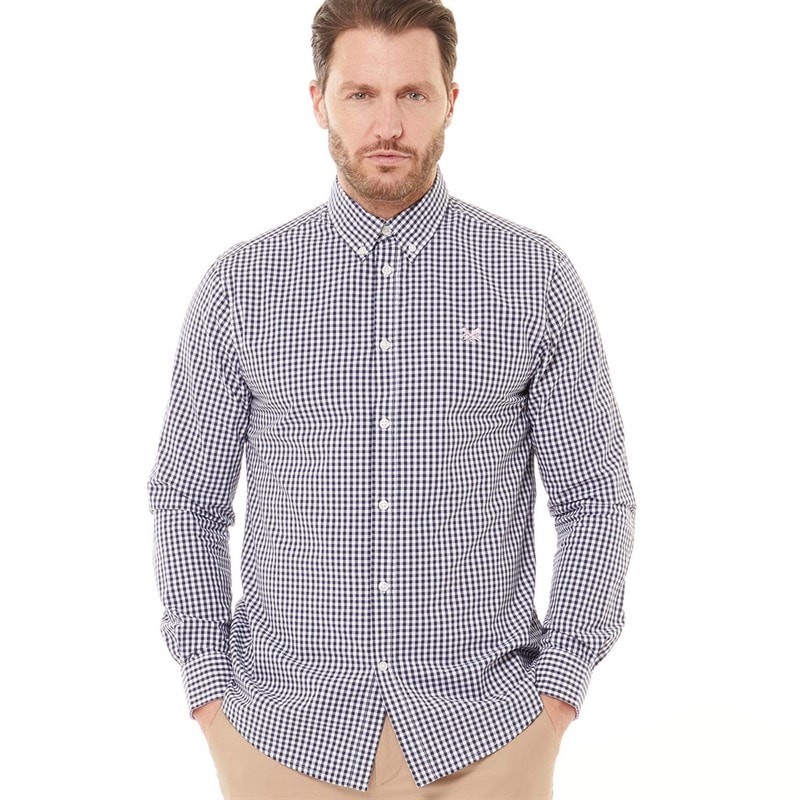 Crew Clothing Mens Classic Gingham Long Sleeve Shirt Navy