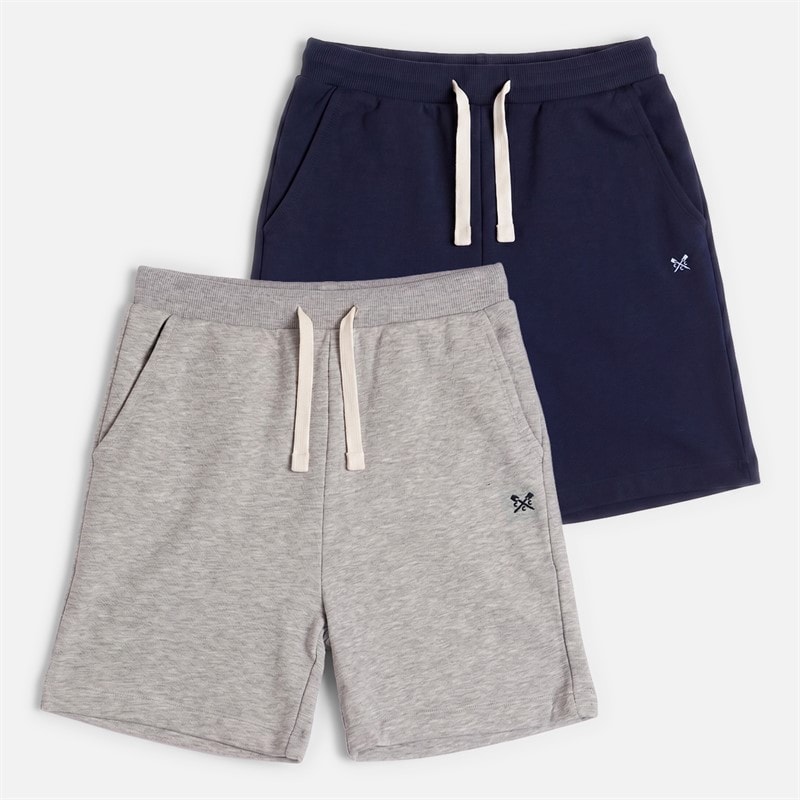 Crew Clothing Boys Two Pack Jersey Shorts Navy/Grey