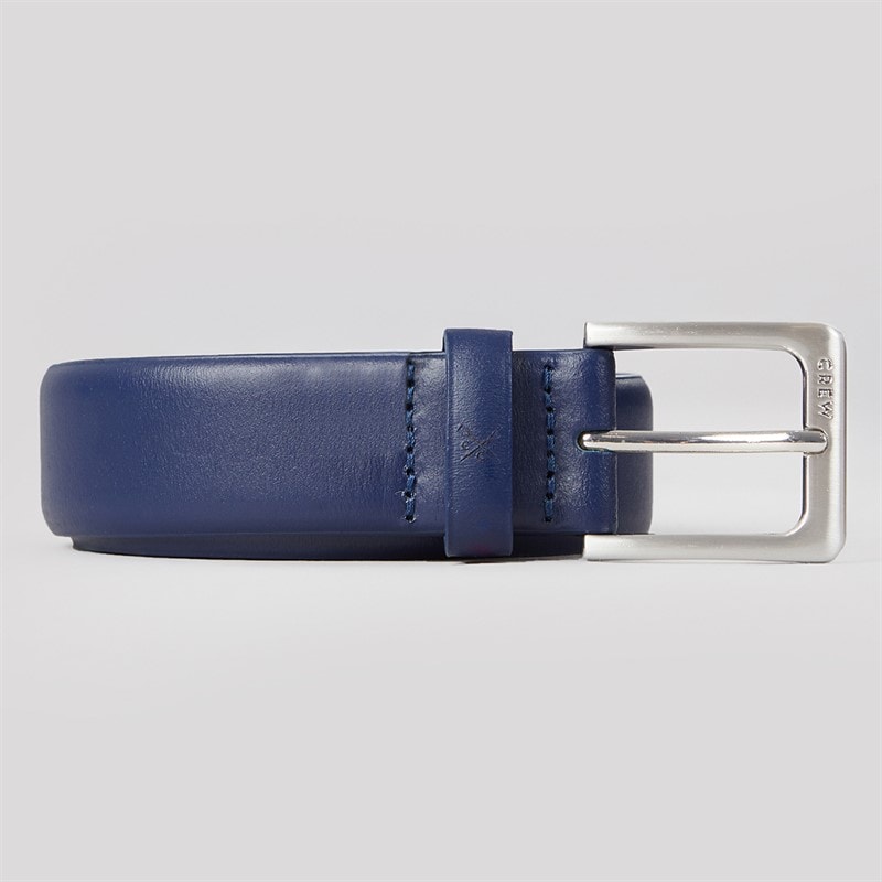 Crew Clothing Mens Leather Belt Blue