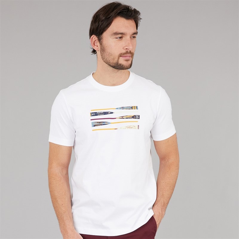 Crew Clothing Mens Oars Print T-Shirt Heritage White