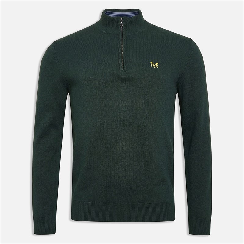 Crew Clothing Mens Fine Cotton Half Zip Jumper Sycamore