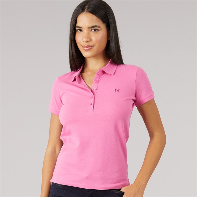 Crew Clothing Womens Exmouth Polo Shirt Ibis Rose