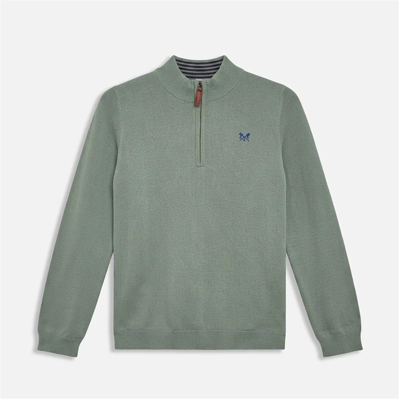 Crew Clothing Boys Half Zip Knitted Jumper Sage