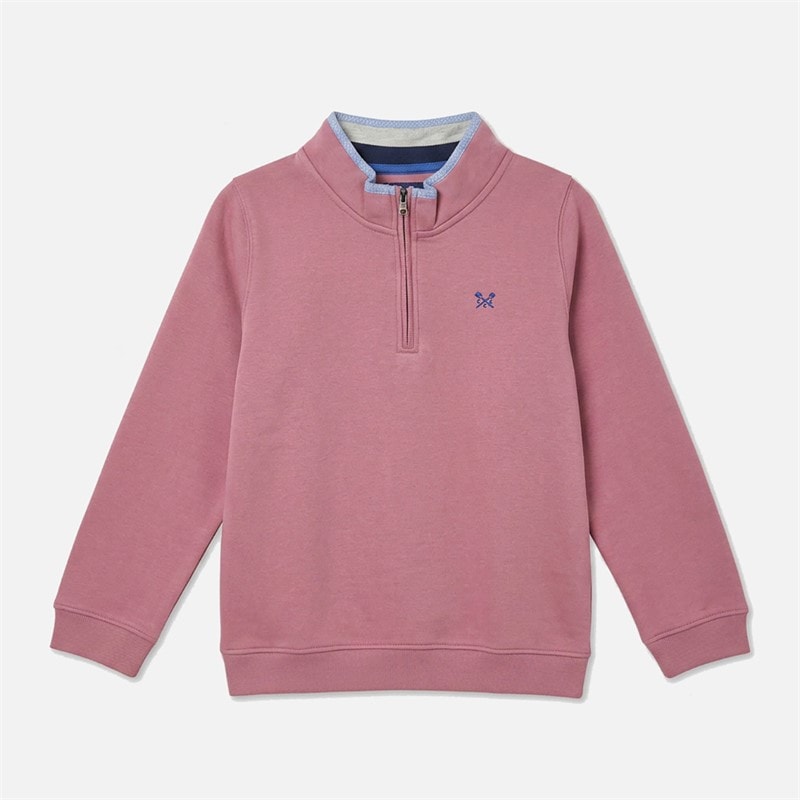 Crew Clothing Boys YD Half Zip Sweatshirt Pink Rose
