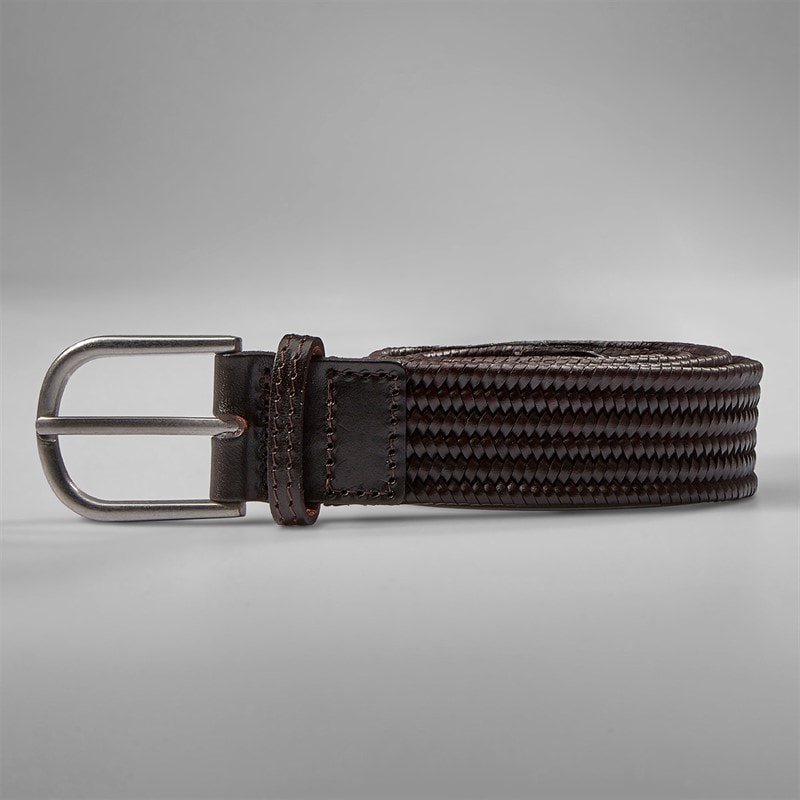 Crew Clothing Mens Woven Stretch Belt Chocolate