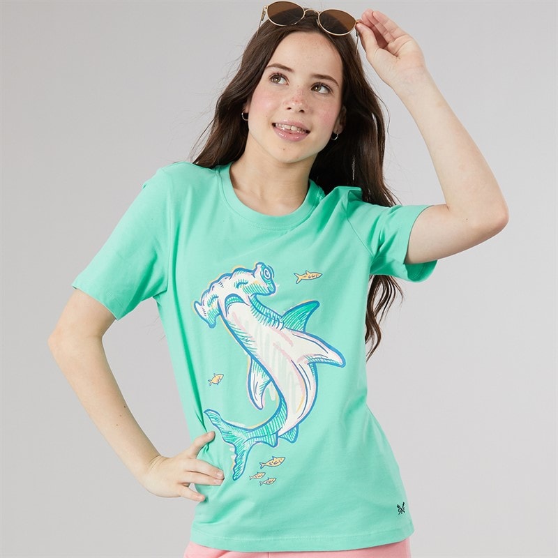 Crew Clothing Girls T-Shirt Aqua
