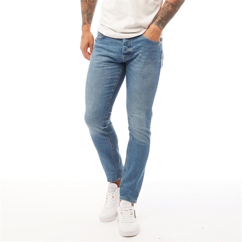 Crosshatch Mens Barbeck Slim Fit Jeans Light Wash
