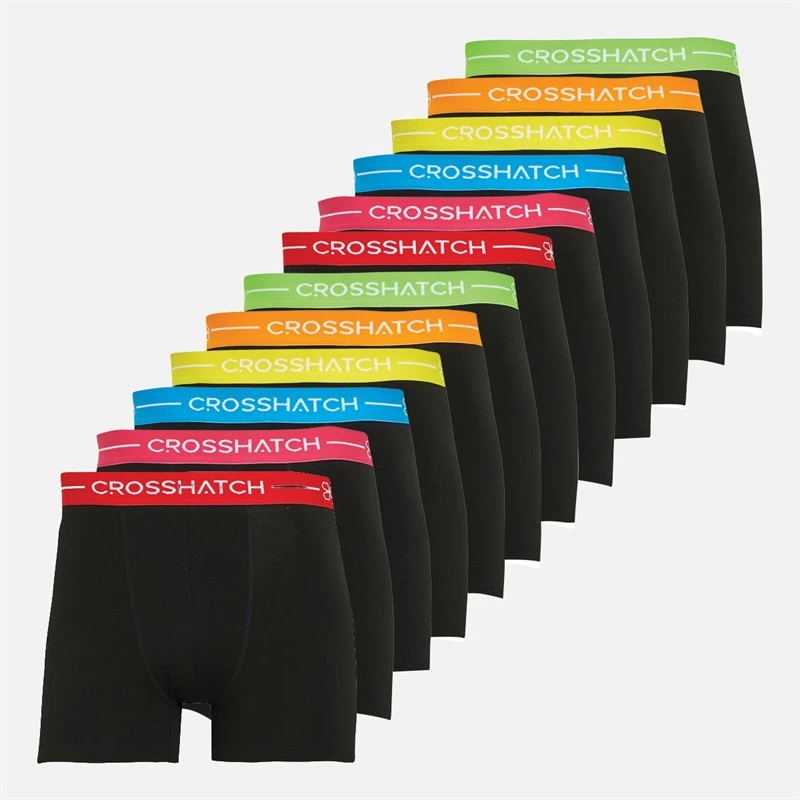 Crosshatch Mens Astral Twelve Pack Boxers Black