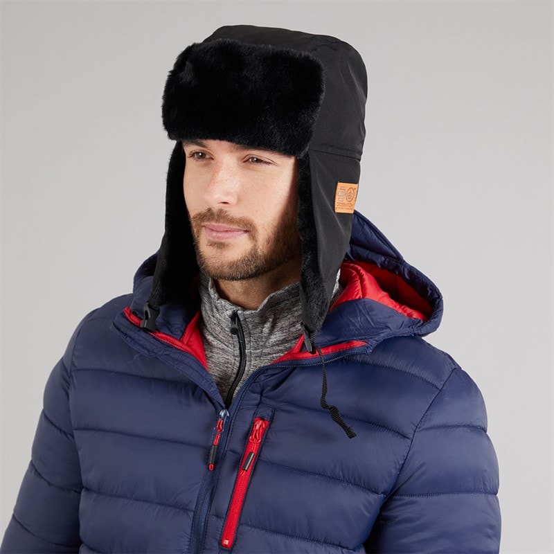 Crosshatch Mens Trapper Hat Black
