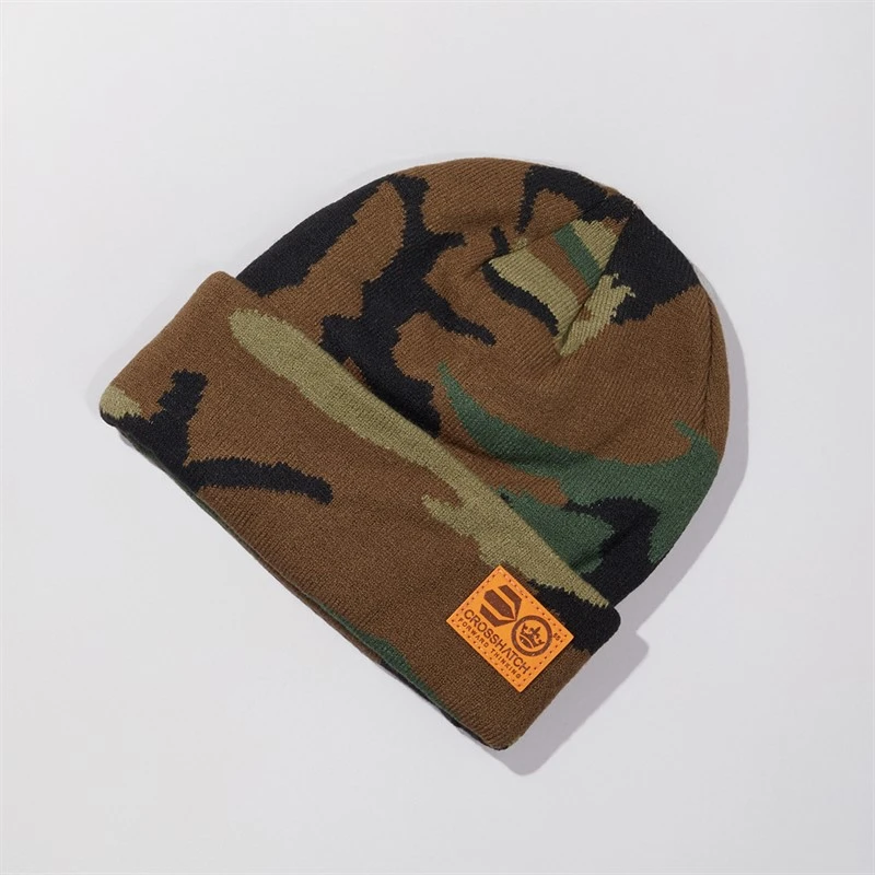 Crosshatch Mens Camo Beanie Green Camo