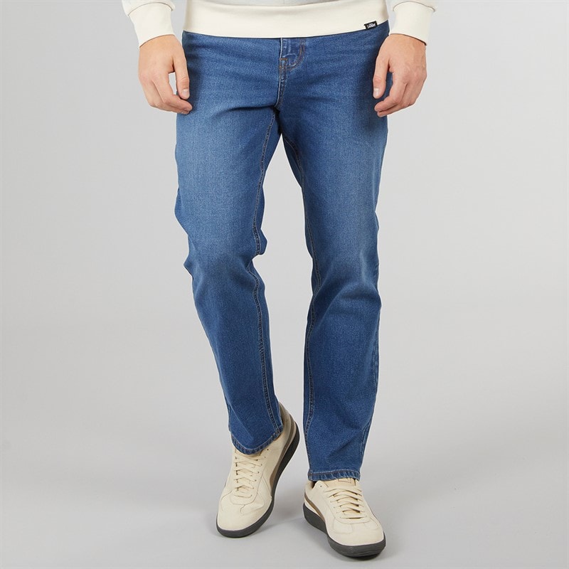 Crosshatch Mens Dalesman Relaxed Fit Jeans Mid Wash