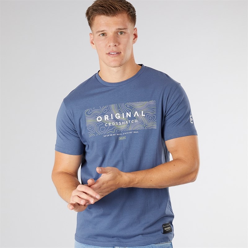 Crosshatch Mens Mappedout T-Shirt Denim