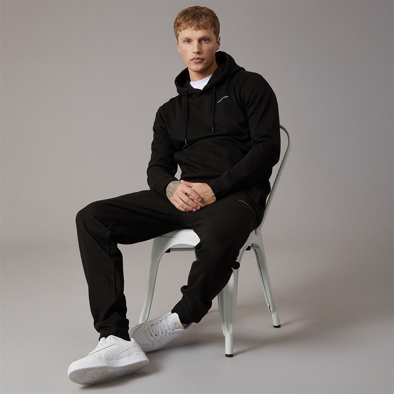 Crosshatch Mens Chelmere Hoodie And Joggers Set Black