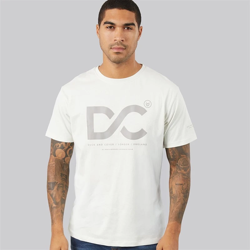 Duck and Cover Mens Polymoore Heavy T-Shirt Off White