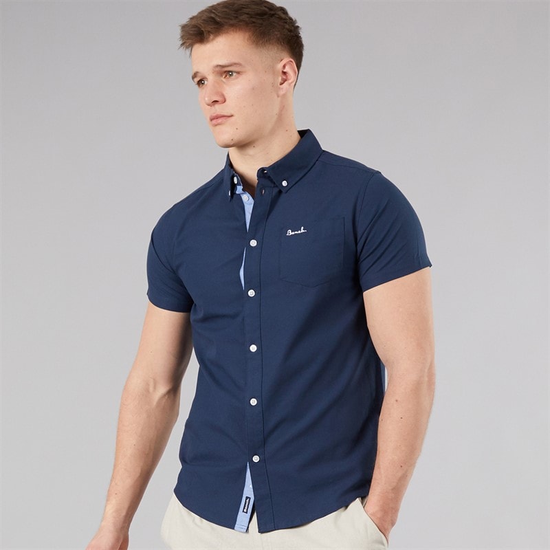 Bench Mens Bowdon Short Sleeve Shirt Navy