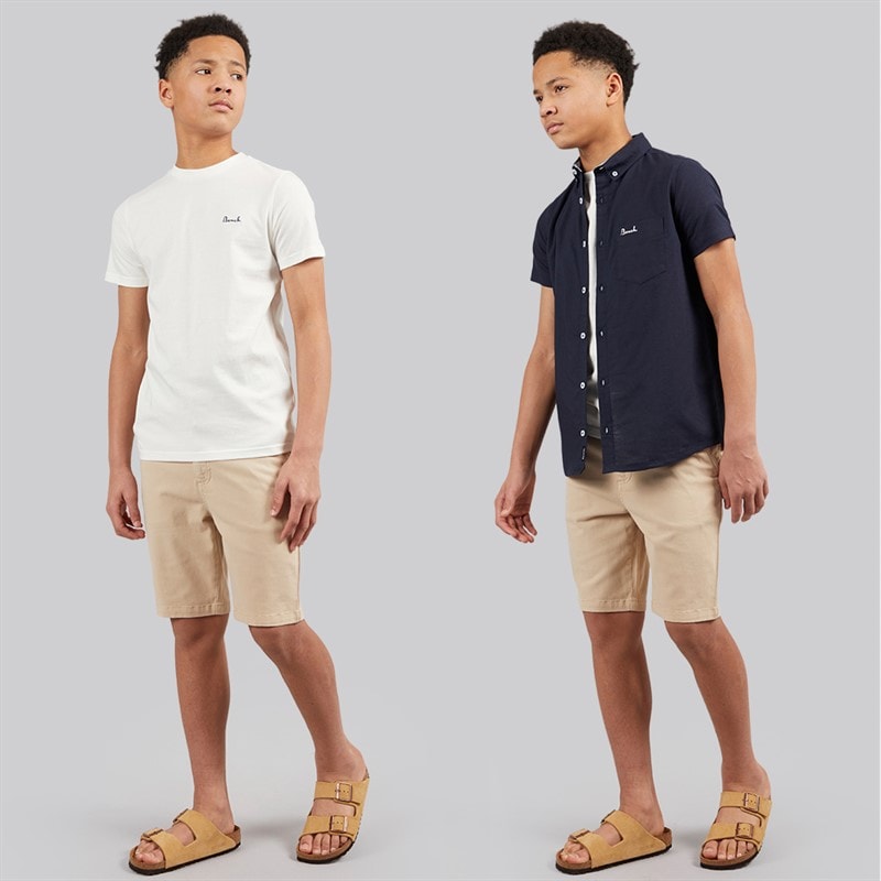 Bench Boys Trajan T-Shirt Shirt And Chino Shorts Set Winter White/Navy/Stone