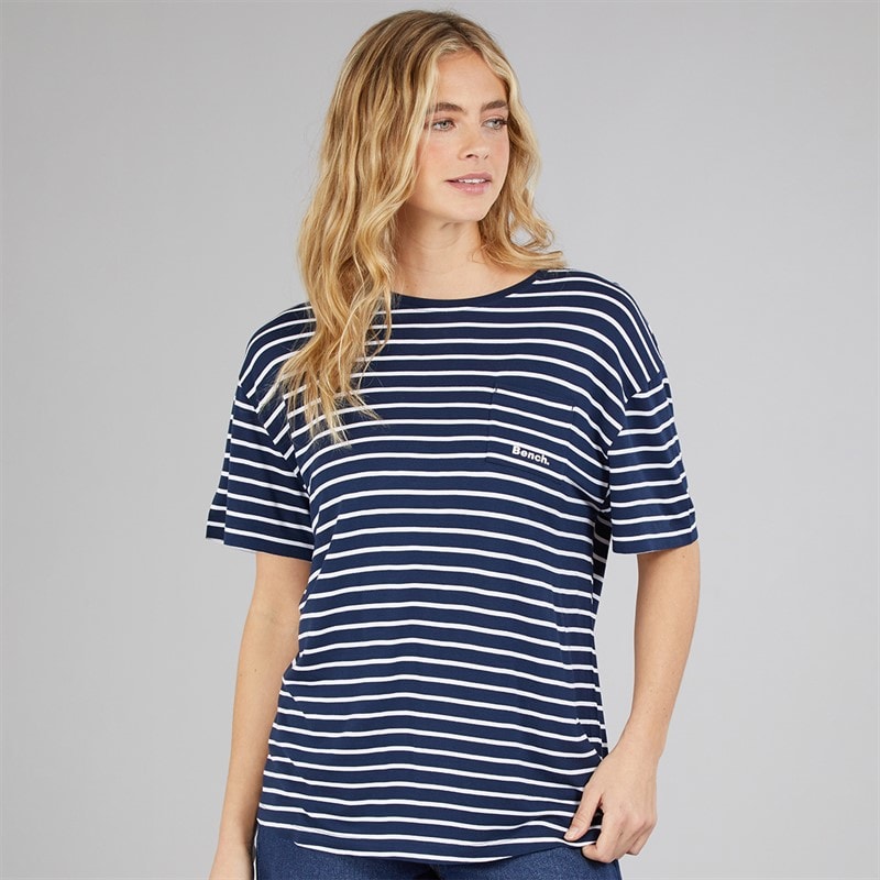 Bench Womens Nouria T-Shirt Navy/White Stripe