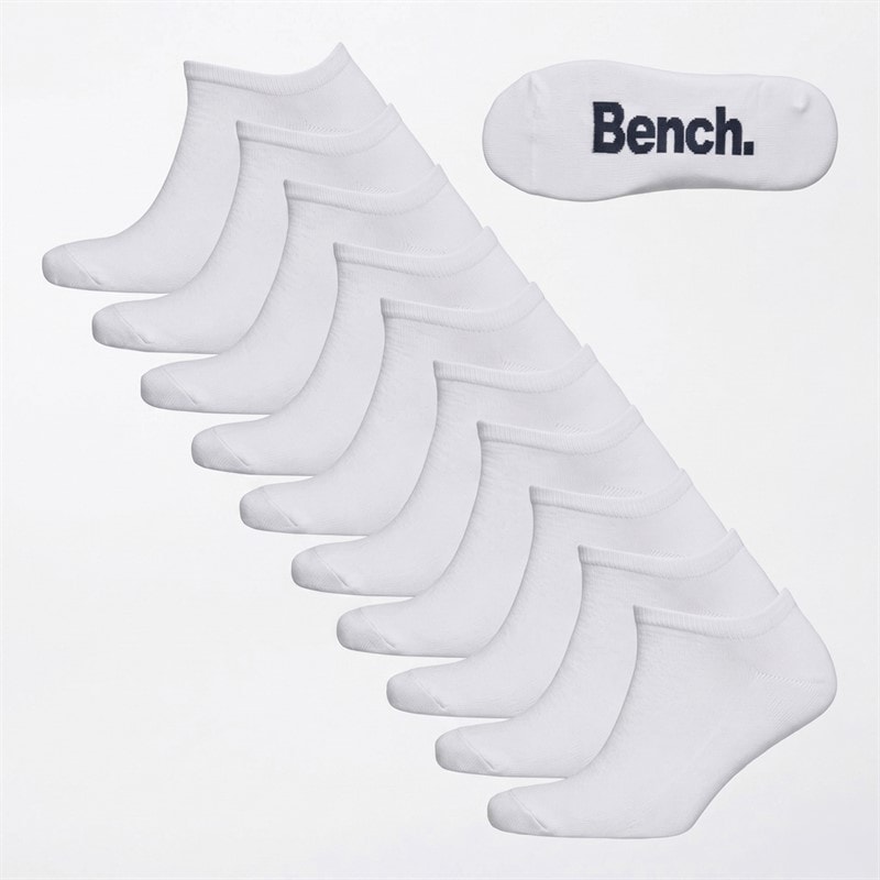 Bench Mens Cagney Ten Pack Trainer Liner Socks White