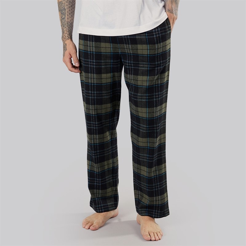 Bench Mens Gesho Flannel Check Lounge Pants Black/Khaki/Blue/White Check