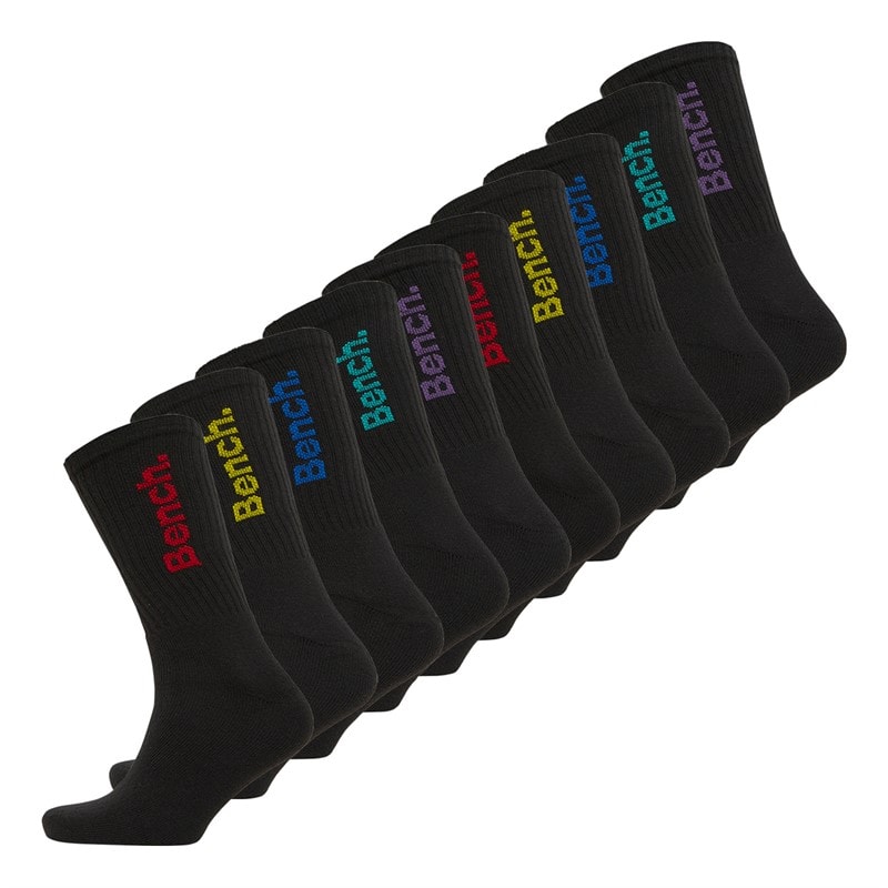 Bench Mens Axon Ten Pack Cushioned Crew Socks Black/Multi