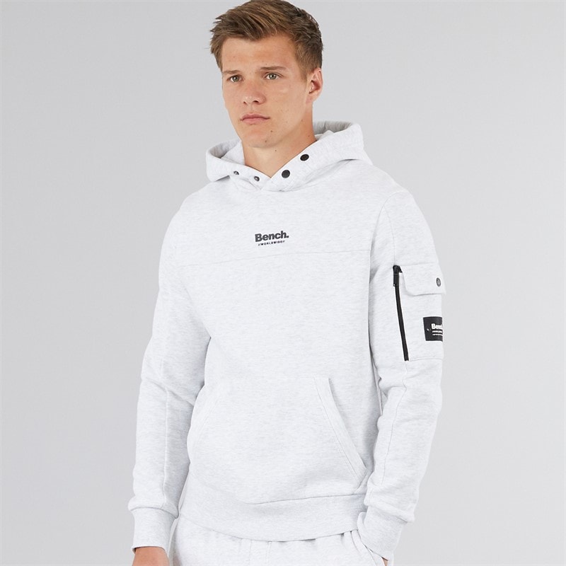 Bench Mens Dimora Utility Hoodie Light Grey Marl