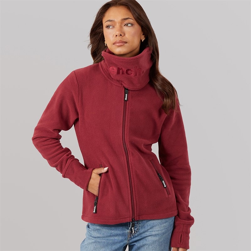 Bench Womens Funnel Microfleece Track Top Cordovan