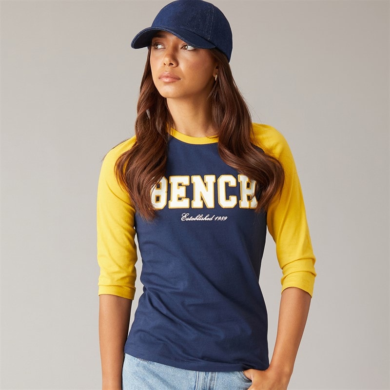 Bench Womens Morr 3/4 Sleeve T-Shirt Navy/Mustard