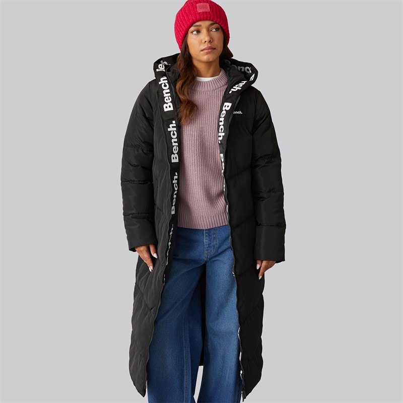 Bench Womens Eventhe Long Length Puffer Coat Black