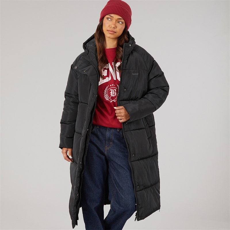 Bench Womens Affy Longline Puffer Coat Black