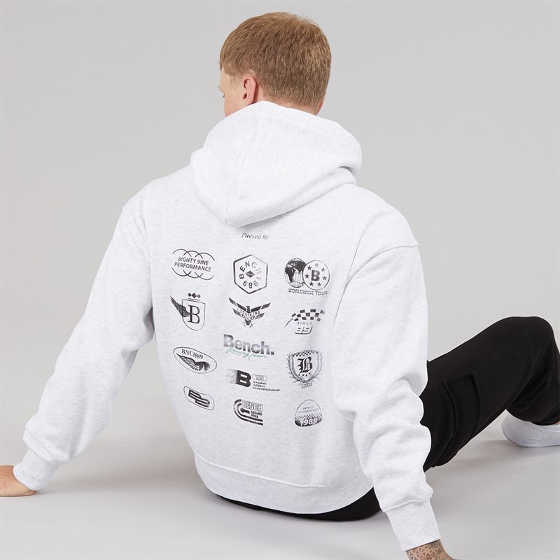 Bench Mens Buxian Oversized Hoodie Light Grey Marl Lt Grey Marl