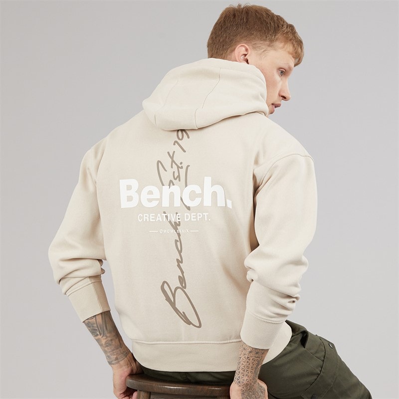 Bench Mens Bardel Oversized Hoodie Stone Grey