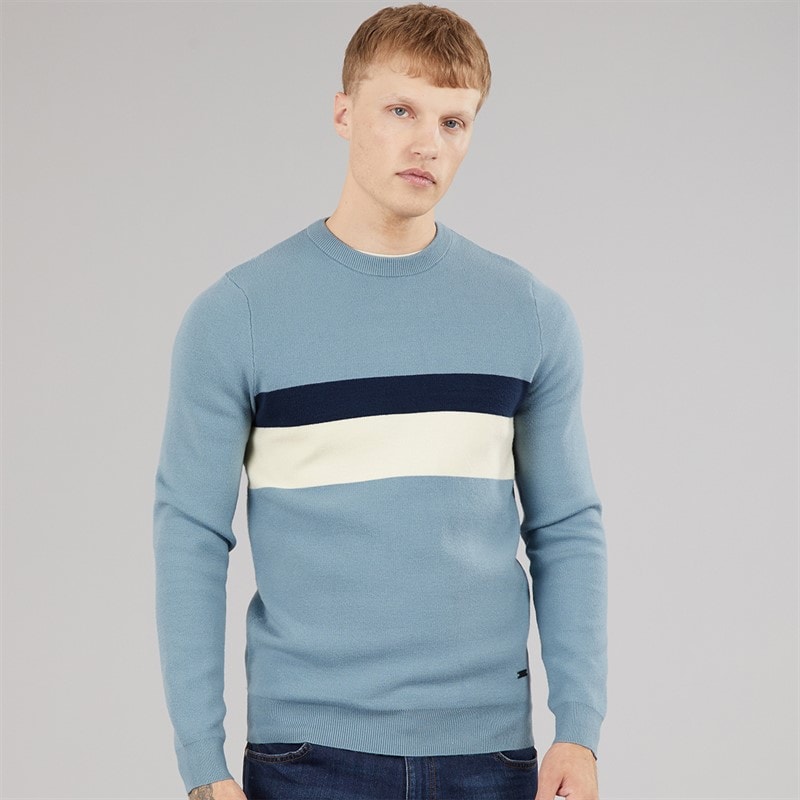 Bench Mens Brayco Knit Jumper Steel Blue