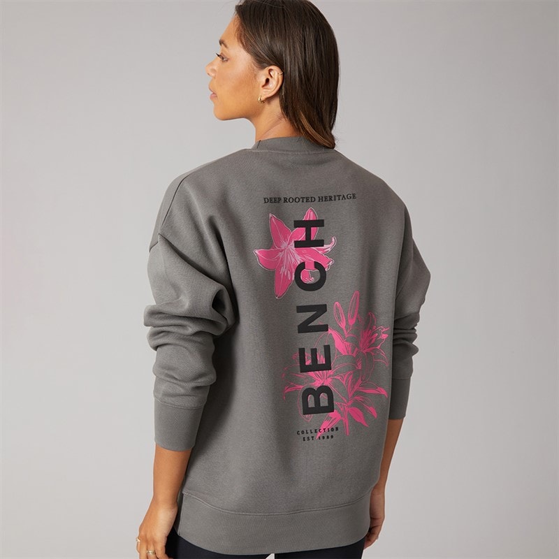 Bench Womens Serrie Oversized Crew Sweat Charcoal
