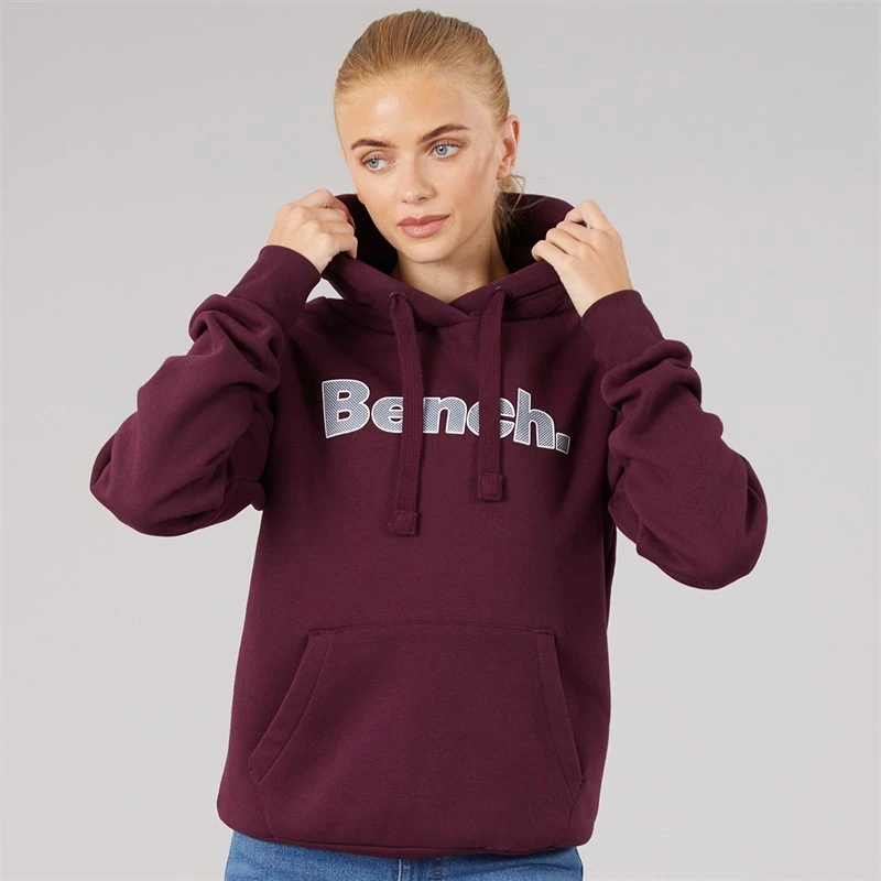 Bench Womens Tealy Overhead Hooded Sweat With Print Cherry Lacquer
