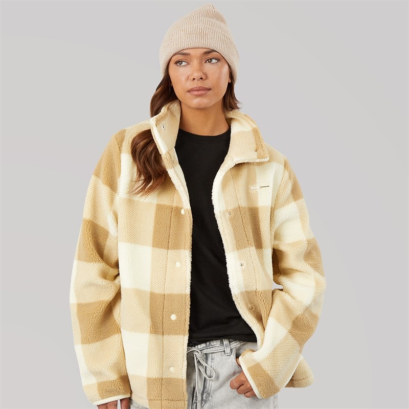 Bench Womens Kess Funnel Neck Borg Chalk