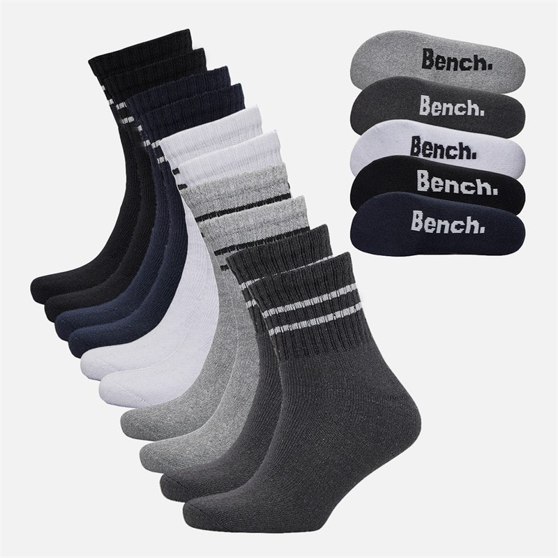 Bench Mens Conway Ten Pack Quarter Socks Mixed