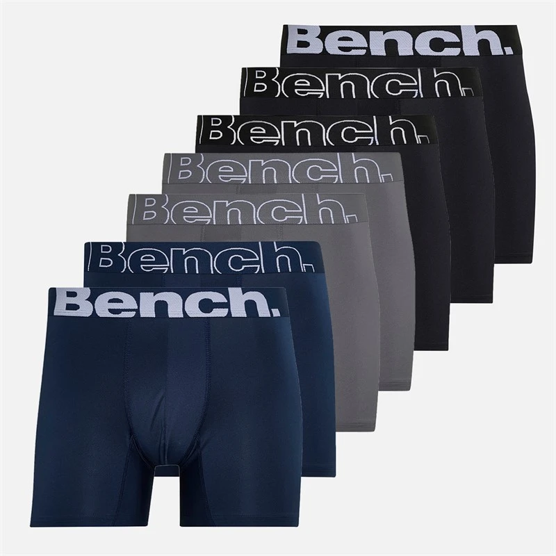 Bench Mens Atglen Seven Pack Boxer Shorts Black/Navy/Steel Grey Black/Navy/Steel Grey/Black/Navy/Black/Steel Grey