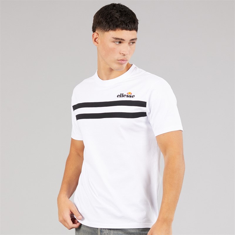 Ellesse Mens Squalius Retro Stripe T-Shirt White