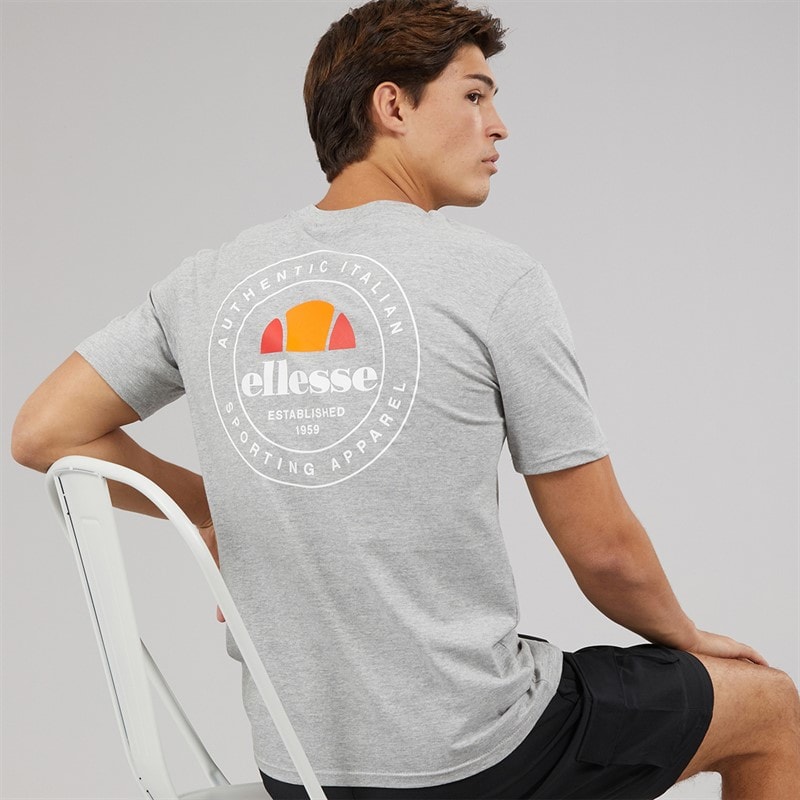 Ellesse Mens Licola Back Graphic T-Shirt Light Grey