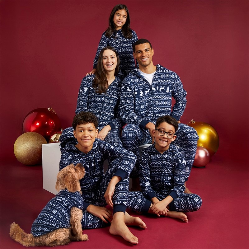 Fluid Kids Christmas Microfleece Jacquard Onesie Multi Navy