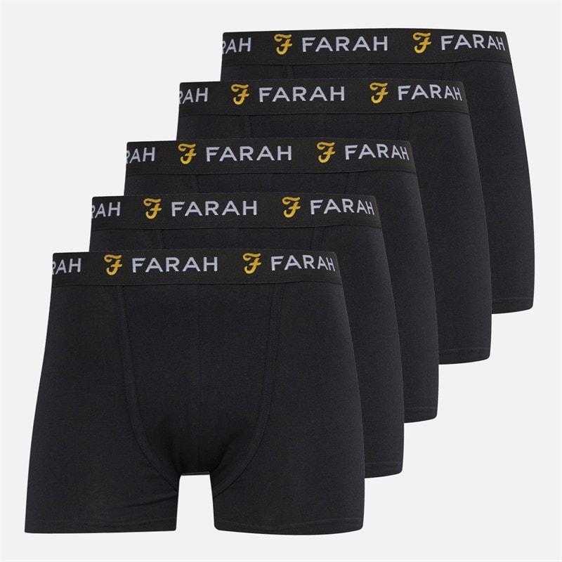 Farah Mens Chorley Five Pack Boxers Black